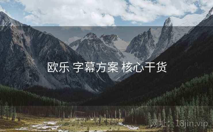欧乐 字幕方案 核心干货